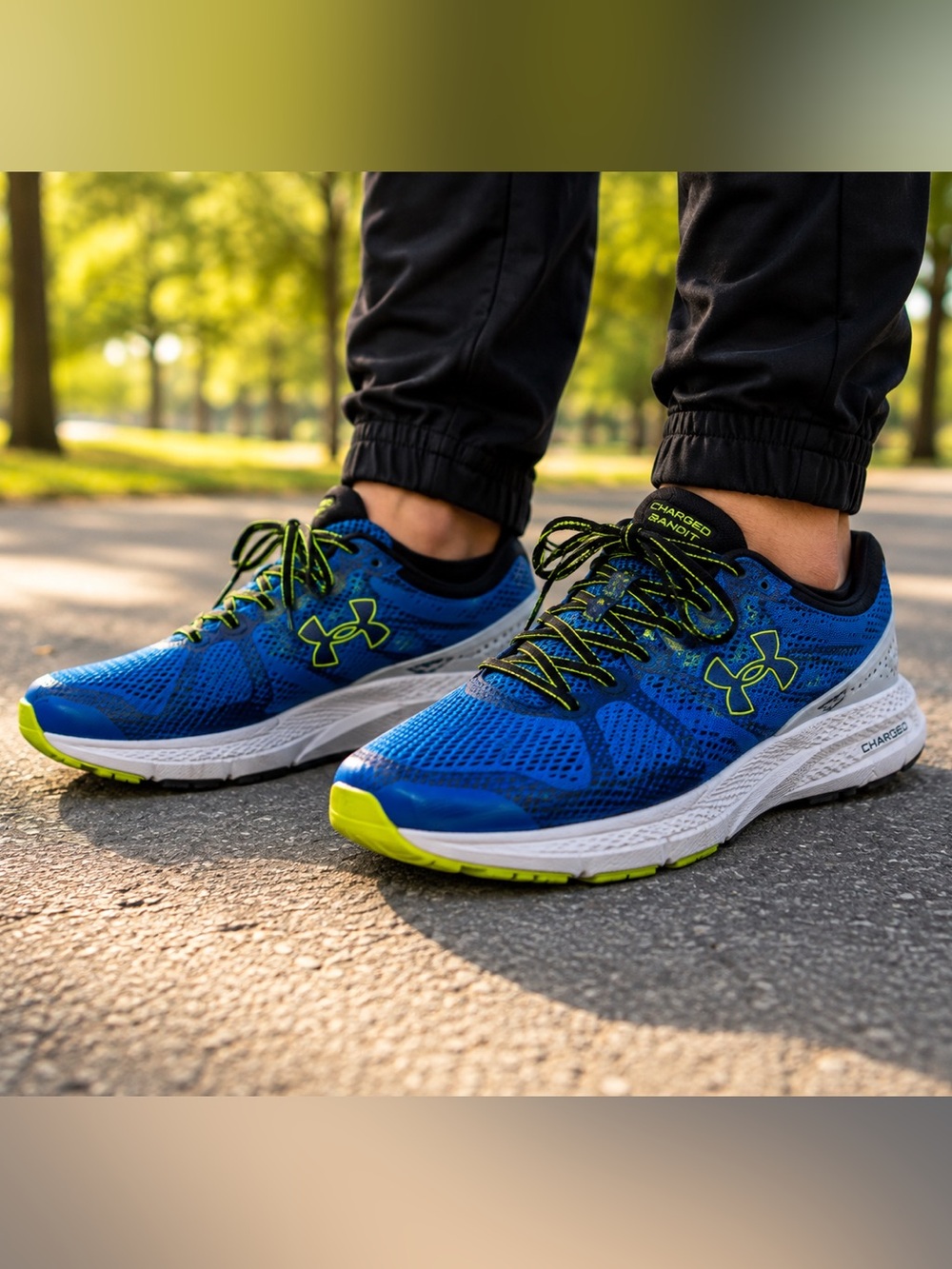 Under Armour Charged Bandit Men’s 10.5 Blue Lime Running Shoes